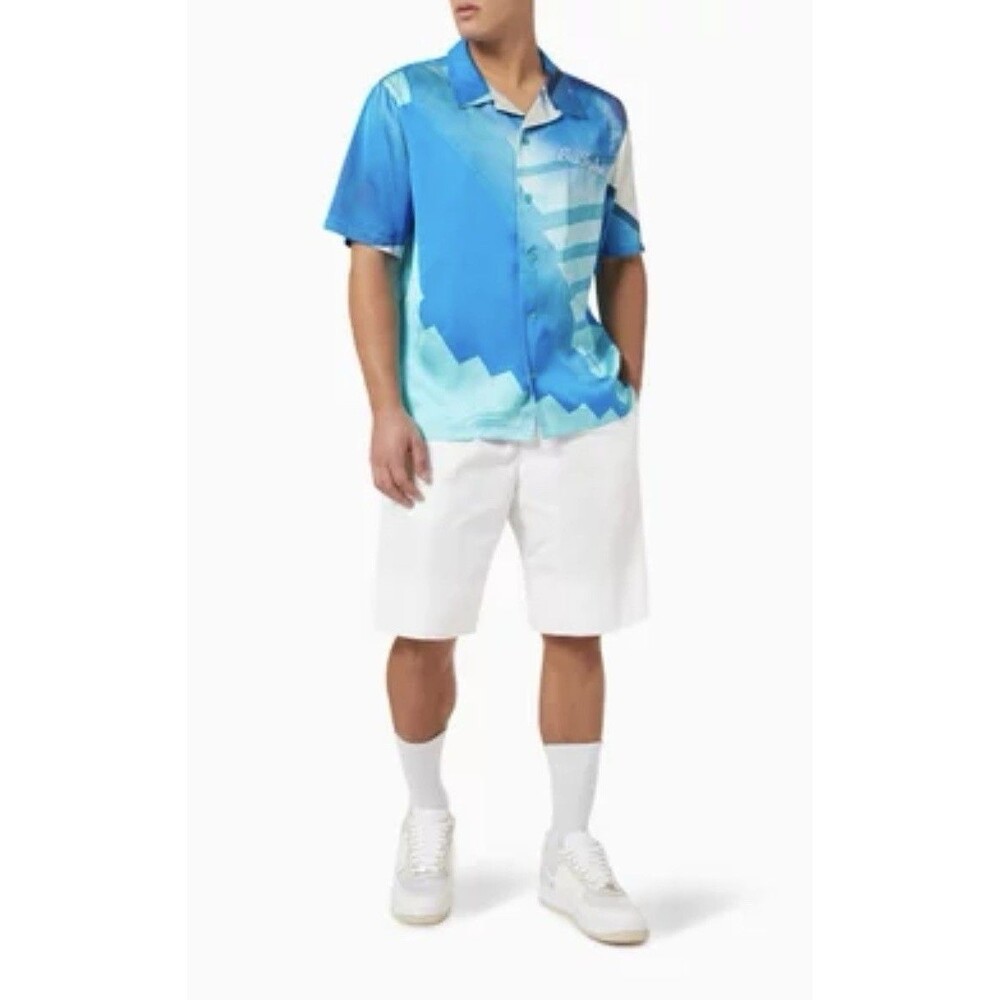 $340 Blue Sky Inn Oversized Fit Abstract Short Sleeve Shirt Italy Mens XXL NWOT